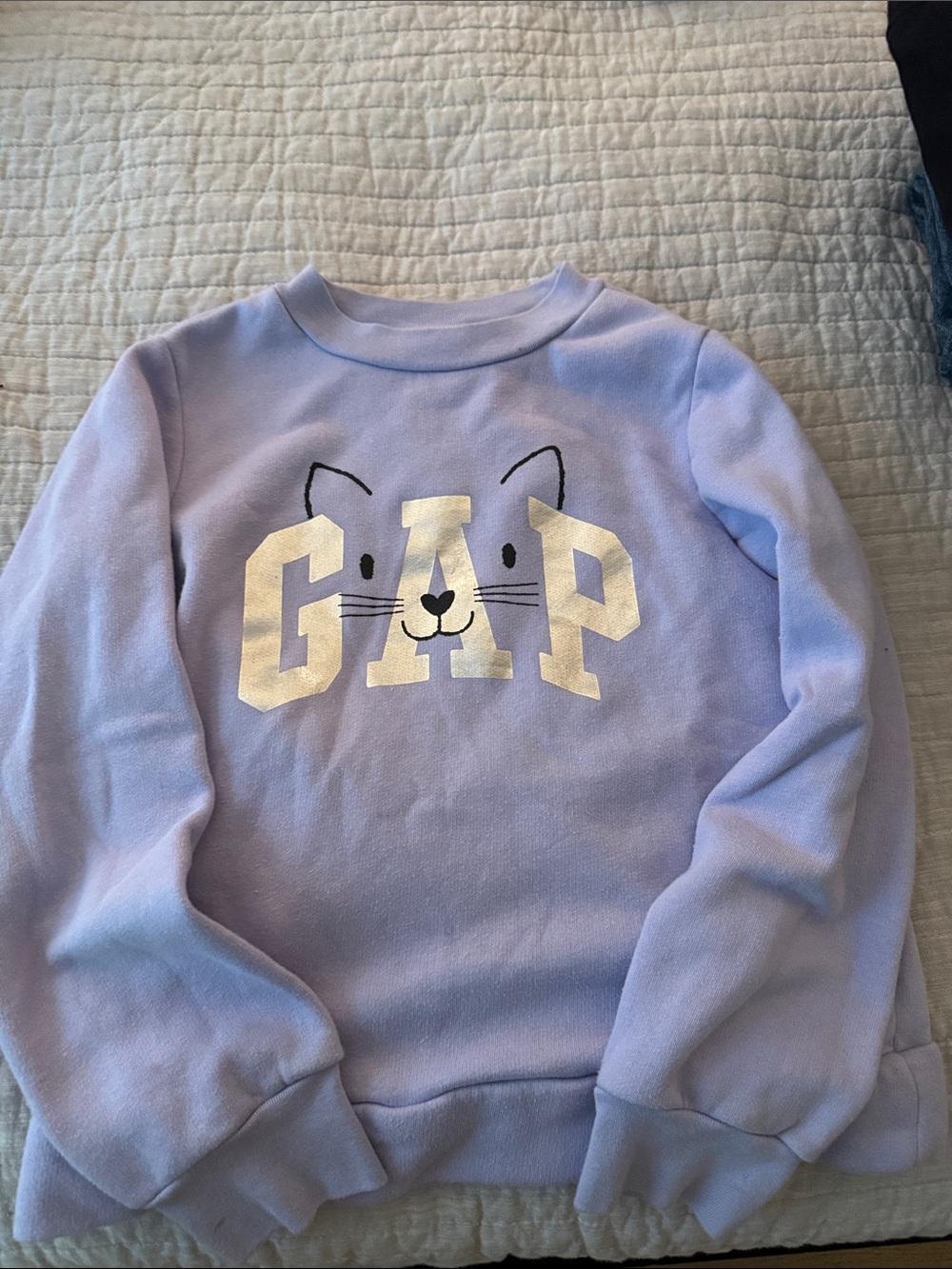 GAP Lavender Pullover Sweatshirt with Cat Face Logo